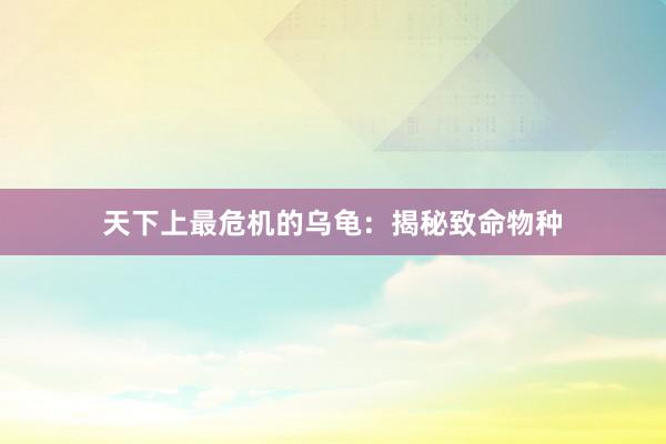 天下上最危机的乌龟：揭秘致命物种